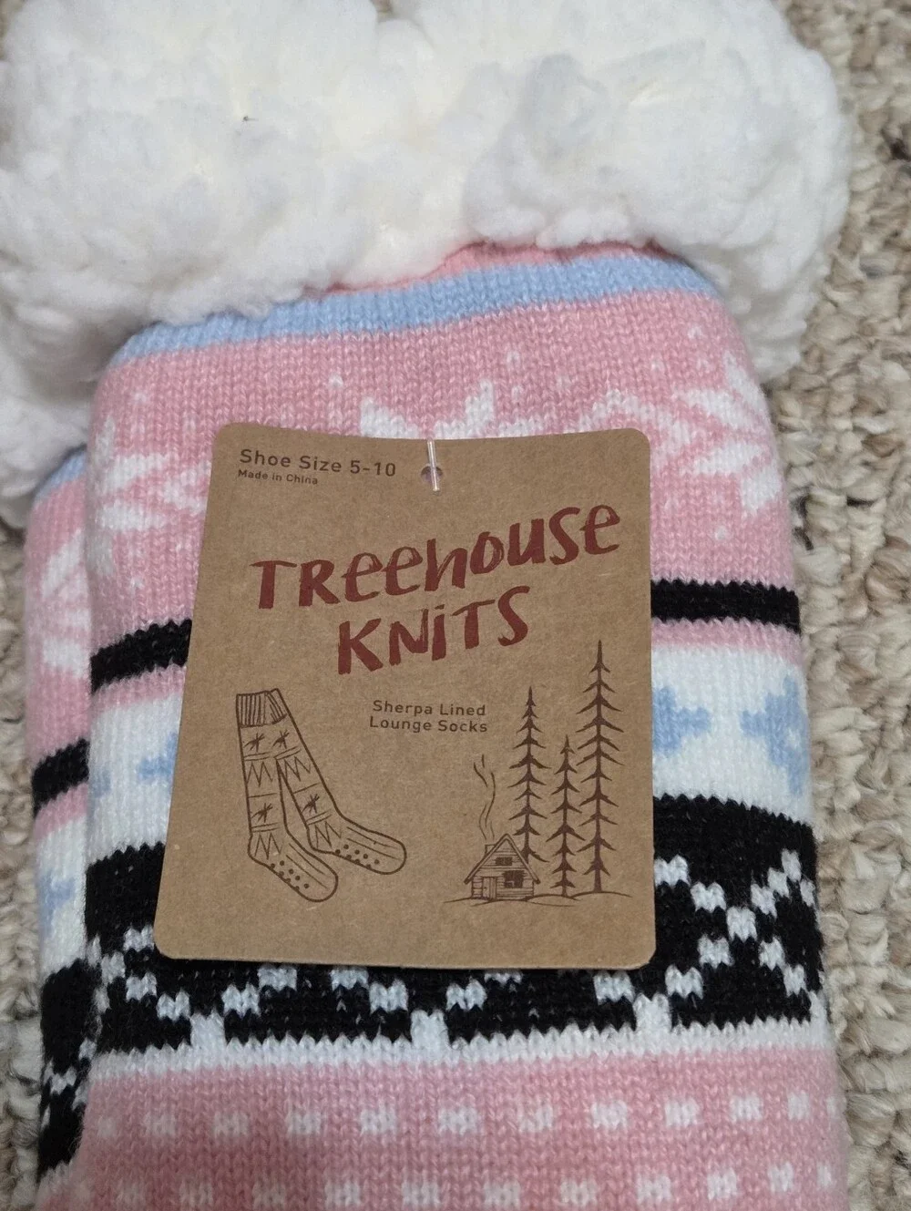 Women's Pink Sherpa Lined Lounge Socks
